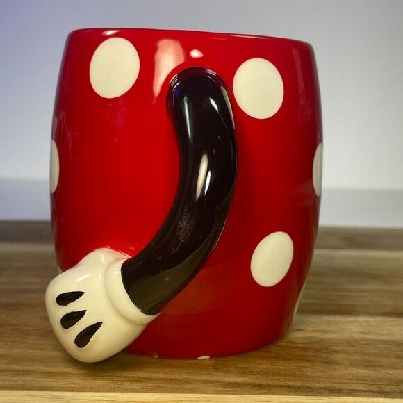 Disney Minnie Mouse Double Handle 3D Mug Red White Polka Dot Torso Galerie - Picture 2 of 10